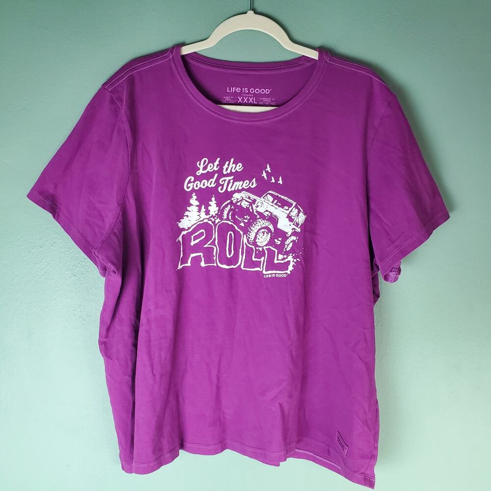 Life Is Good Womens Purple Good Times Roll Crusher Short Sleeve Shirt Size XXXL